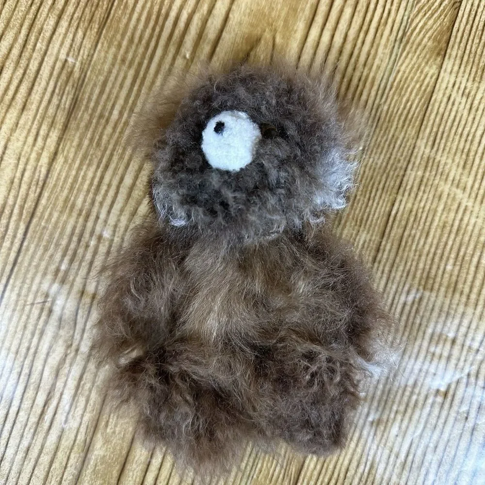 Handmade Alpaca Fur Teddy Bear Plush brown Soft Natural Plush 6”